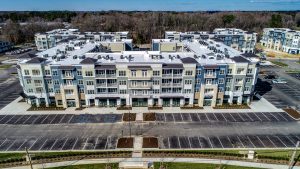 Drone picture taken above 3800 Acqua Apartments in Suffolk, VA